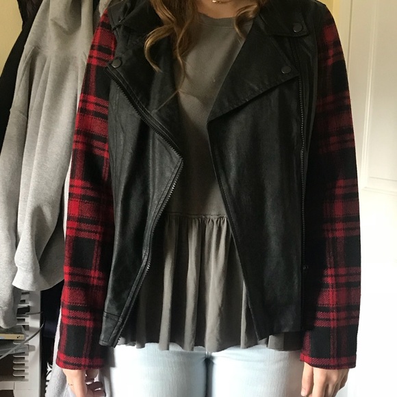flannel leather jacket